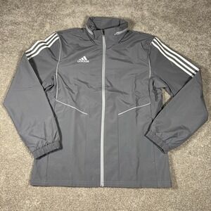 Adidas Jacket Men's Medium‎ Gray Full Zip Track Coat Performance 3-Stripes NWT